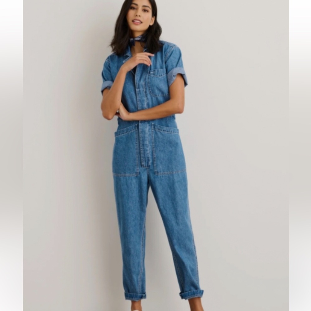Alex Mill Denim Standard Short Sleeve Jumpsuit Size Small